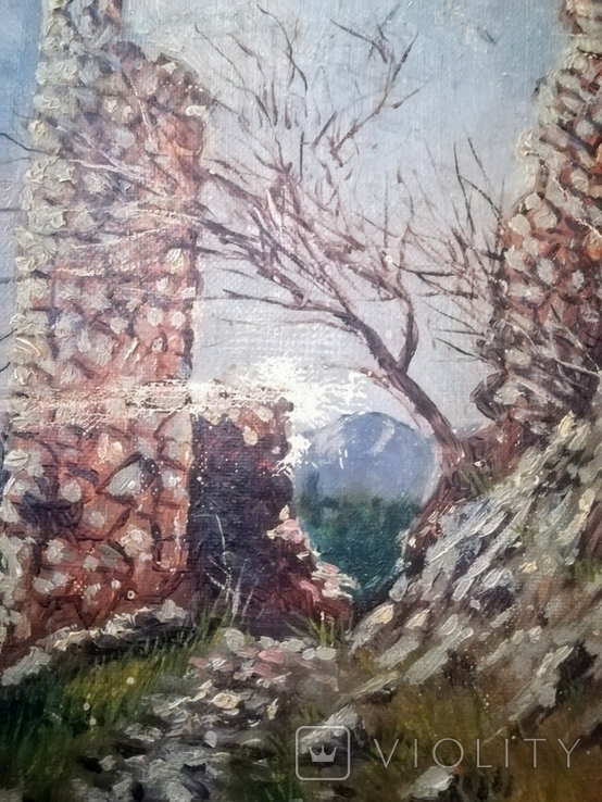 Картины парные 2 шт. " Лесной ручей и древние развалины" 1902 г., фото №9