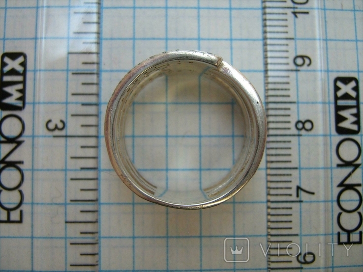 Серебряное Кольцо Широкое Камни Фианиты Размер 17.25 Серебро 925 проба 556, фото №5