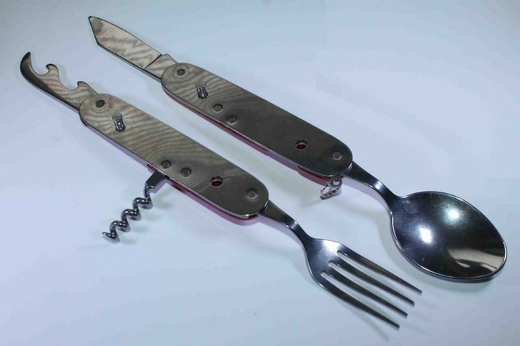 Туристический набор ложка, вилка, нож 6-in-1 Type 2, фото №5