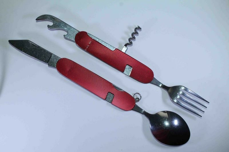 Туристический набор ложка, вилка, нож 6-in-1 Type 2, фото №6