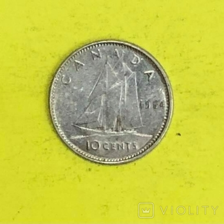 Канада 10 центов, 1964р. Срібло., фото №3