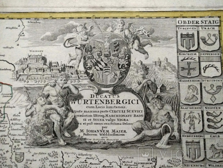 1750 Баден-Вюртемберг Германия Штутгарт Баден-Баден (огромная карта 55х65) СерияАнтик, фото №4