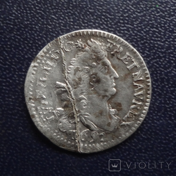 4 соля 2 динье 1692 Франция Людовик XIV  серебро  (3.1.18), фото №2