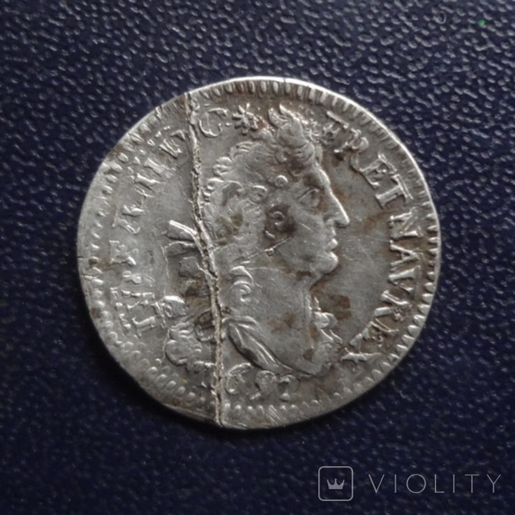 4 соля 2 динье 1692 Франция Людовик XIV  серебро  (3.1.18), фото №3