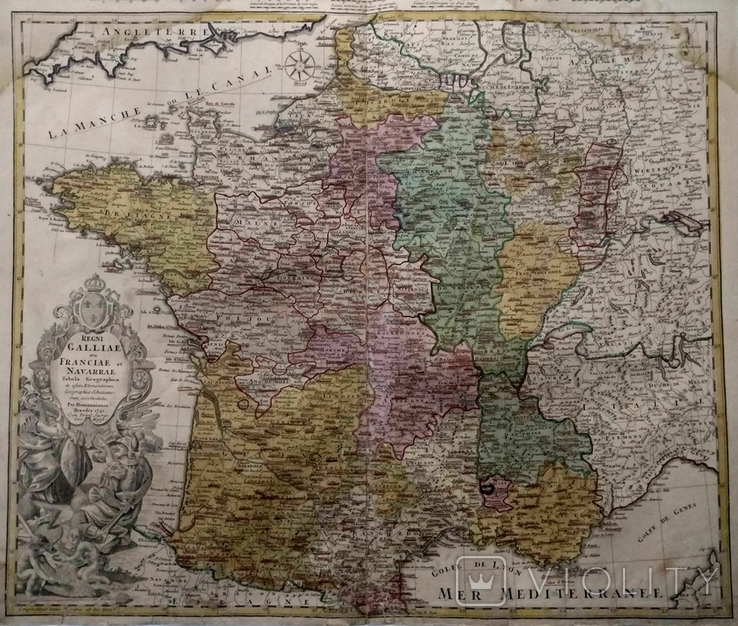 1741 Франция, Хоманн (огромная карта 64х55 Верже) СерияАнтик, фото №2