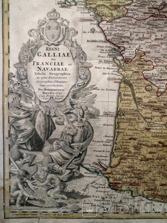 1741 Франция, Хоманн (огромная карта 64х55 Верже) СерияАнтик, фото №8