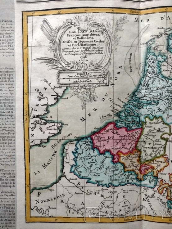 1798 Голландия Бельгия Деснос (большая карта 52х33 Верже) СерияАнтик, фото №5