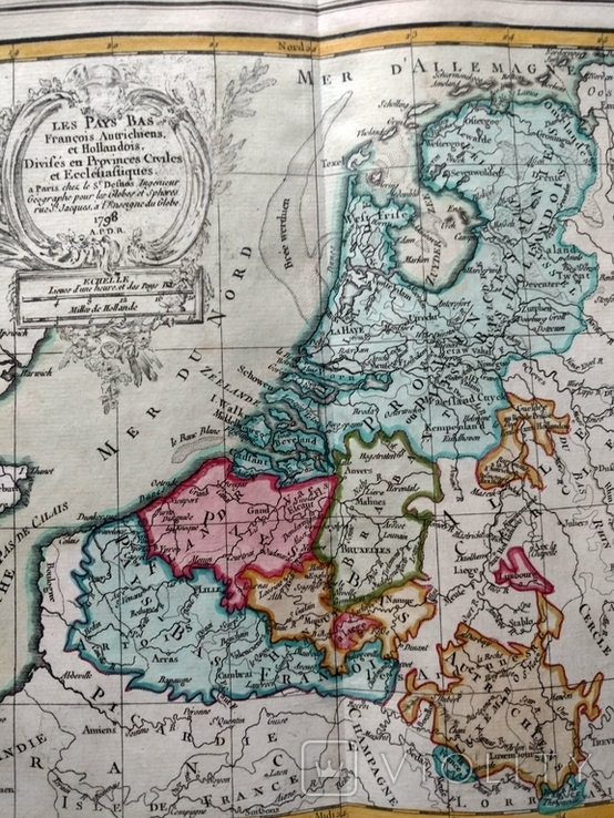 1798 Голландия Бельгия Деснос (большая карта 52х33 Верже) СерияАнтик, фото №11