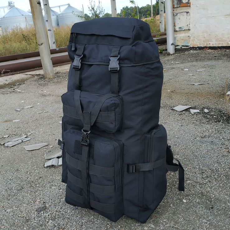 Рюкзак 70 литров, туристический рюкзак для походов, походный рюкзак (Черный), фото №3
