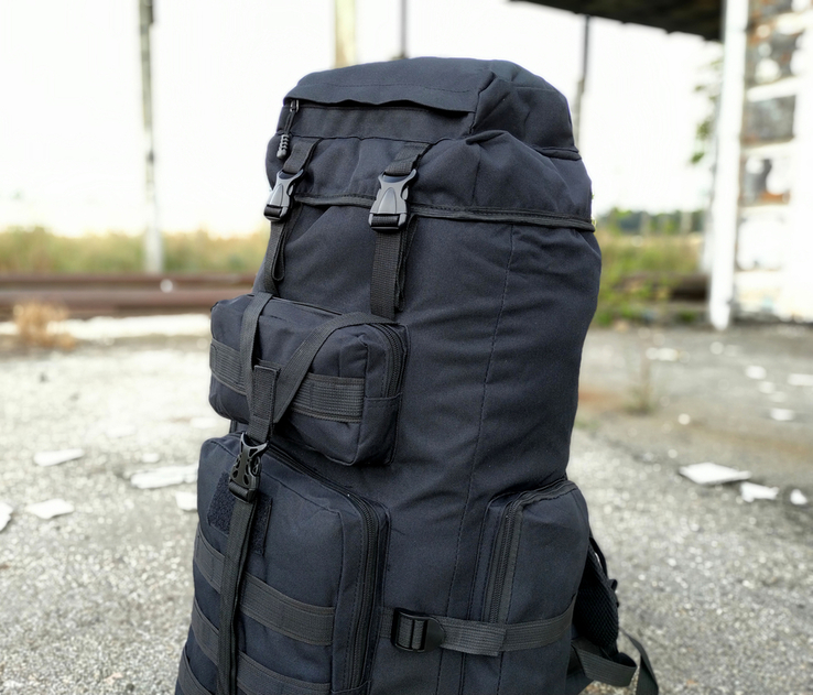 Рюкзак 70 литров, туристический рюкзак для походов, походный рюкзак (Черный), фото №4