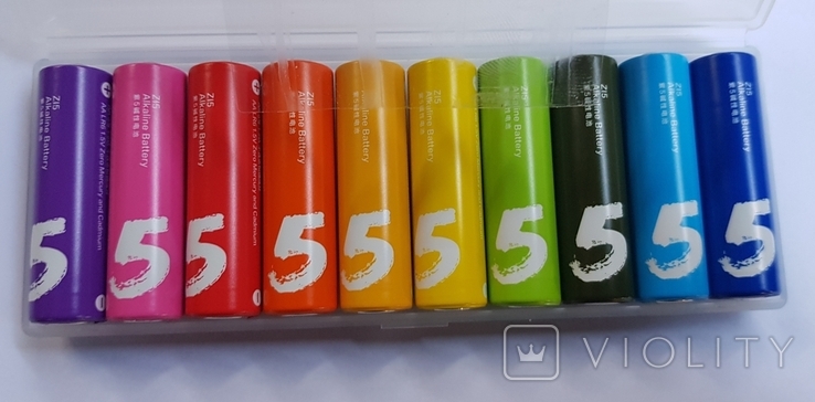 Батарейки Xiaomi АА LR6 1,5V "Rainbow" 10шт. + пластиковый бокс, фото №2
