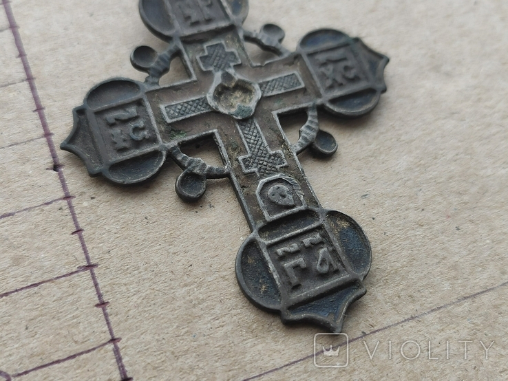Наперсный крест в эмалях с клеймом мастера 8 см., фото №4