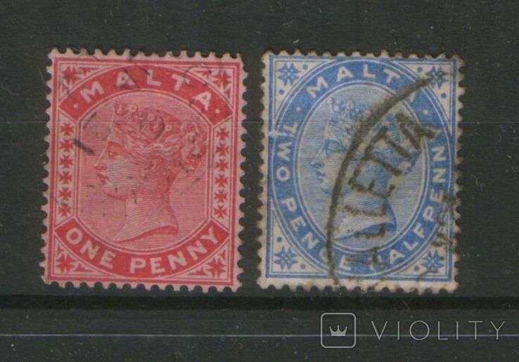 Брит. колонии. 1890  Мальта, королева Виктория (лот 2 шт.)