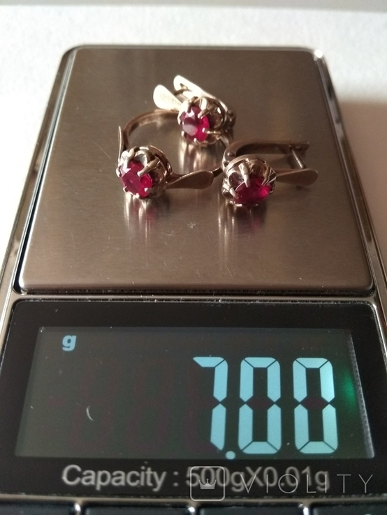 Серебряные серьги и кольцо с камнем.925., фото №3