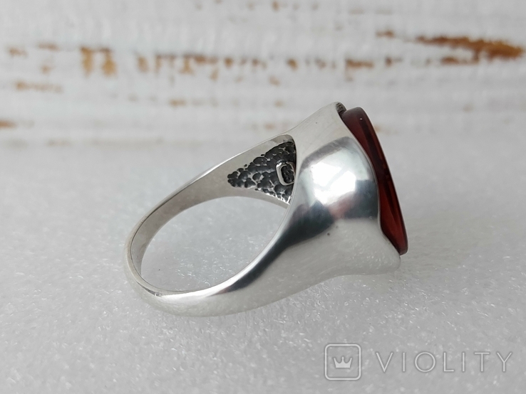 Серебряное кольцо 925 пробы с янтарем, фото №7