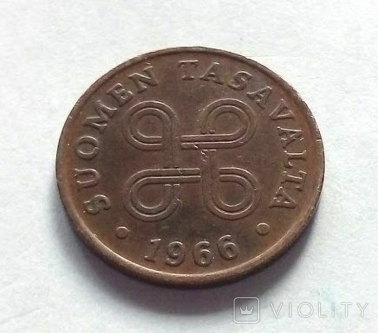 Фиинляндия 1 пенни 1966, фото №3
