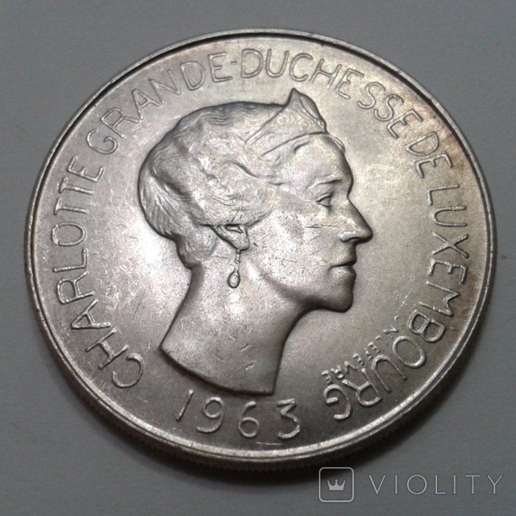 100 франків Люксембург,1963 рік, срібло