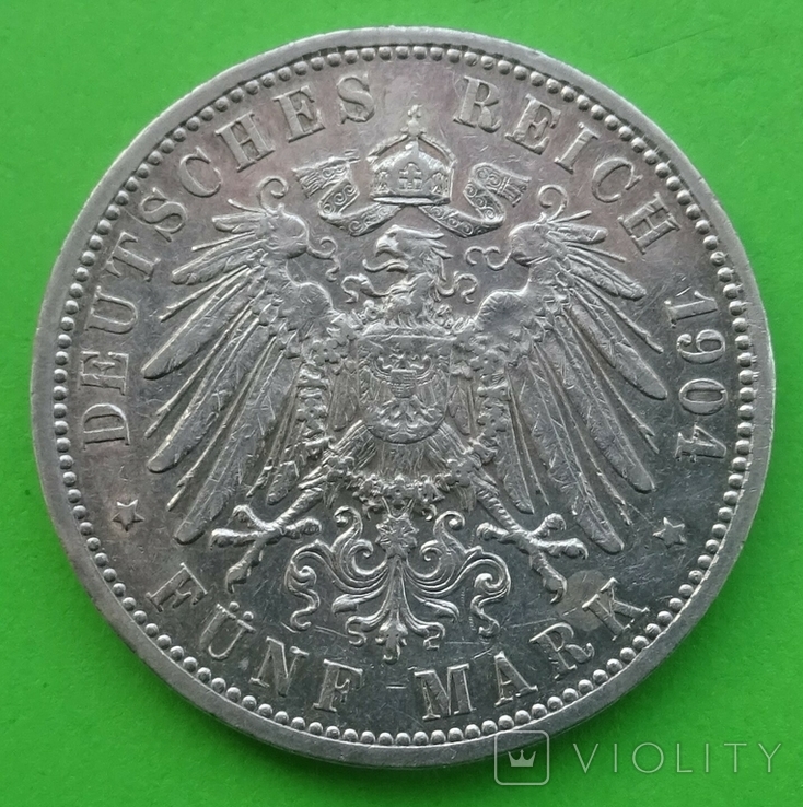 1904 год, 5 марок, Баден., фото №4