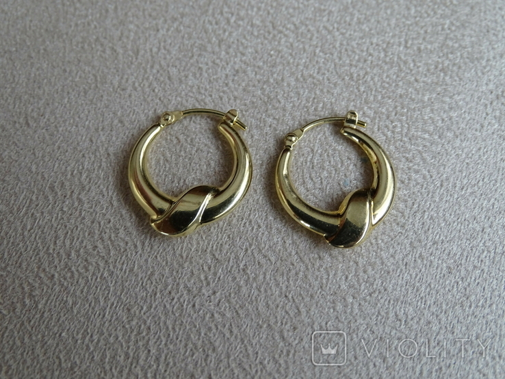 Золотые серьги кольца-узелки., фото №4
