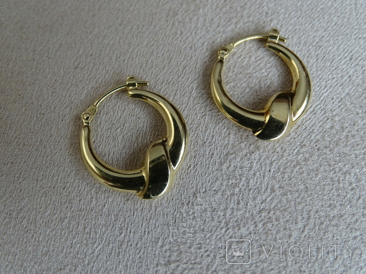 Золотые серьги кольца-узелки., фото №5