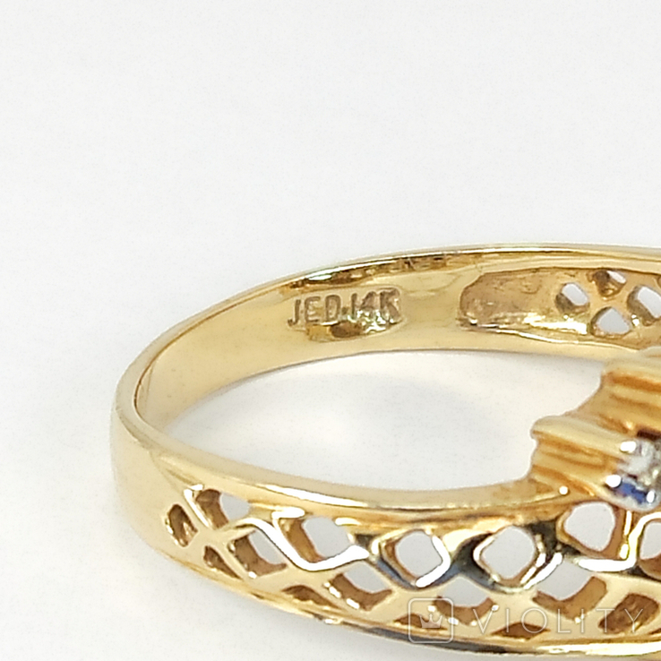 Винтажное золотое кольцо с натуральным топазом и бриллиантами, фото №10