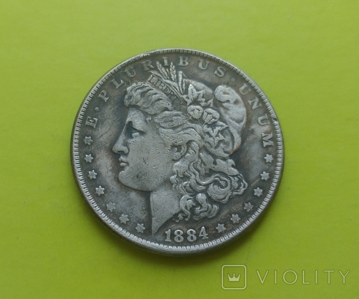 1 доллар 1884 г. S Morgan США (копія), фото №2