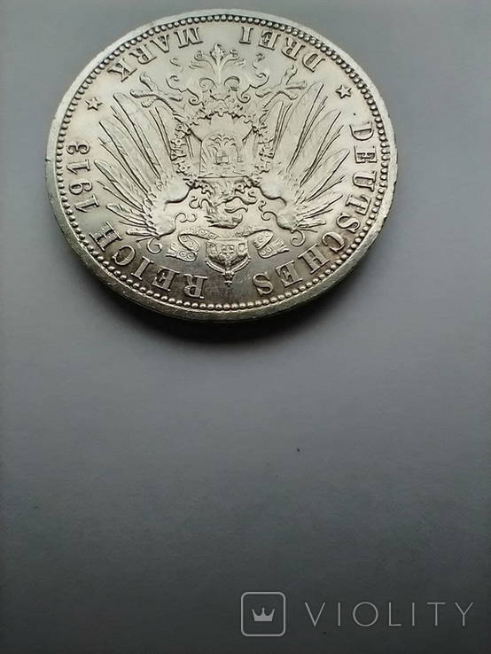 Німецька імперія 3 марки, 1913 25 років правління Вільгельма II, фото №6