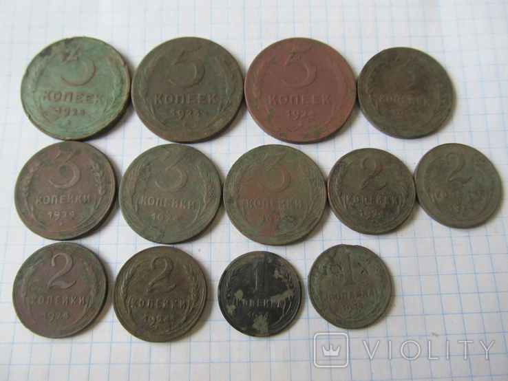 Монеты Разные 1924 г -13 шт - Нечищеные.