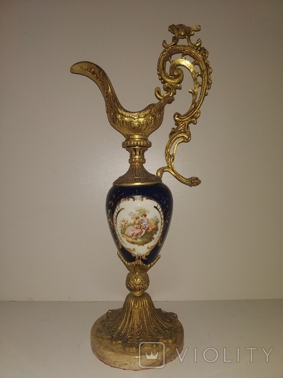 Керамічна вінтажна ваза з бронзою арт. 0121, фото №3