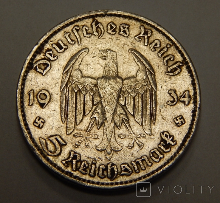 5 рейхсмарок, 1934 А, Германия