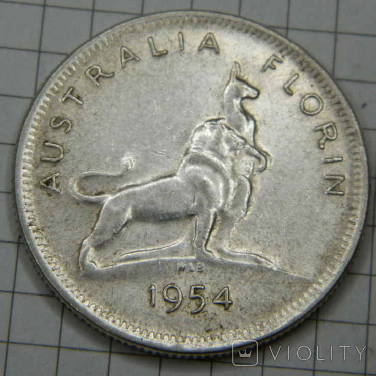 Флорин 1954г Австралия серебро, фото №2