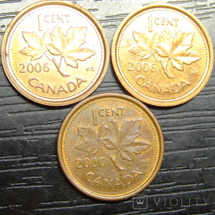 1 цент Канада 2006 (три різновиди) цинк і сталь