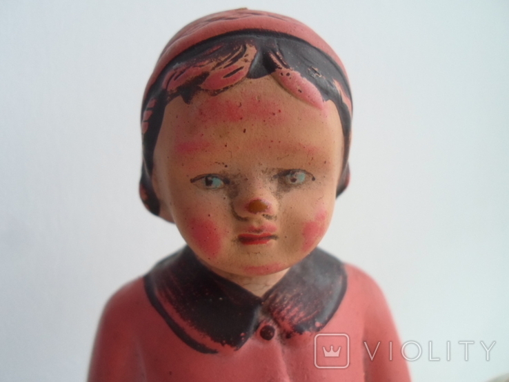 Старая резиновая игрушка кукла + рыбка, фото №3