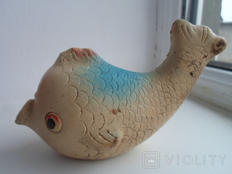 Старая резиновая игрушка кукла + рыбка, фото №6
