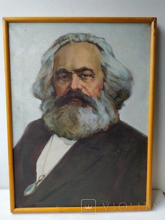 Картина Портрет Карл Маркс масло холст времен СССР