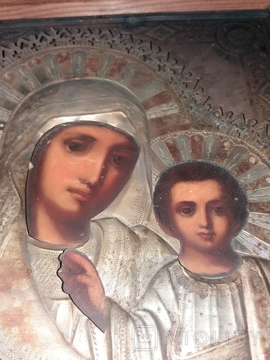 Икона "Казанская Пресвятая Богородица" серебро 84 проба, фото №8