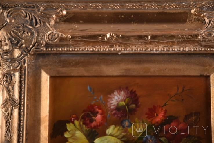 Картина, Натюрморт Цветы Букет Рама Подпись .55х40 см, фото №5