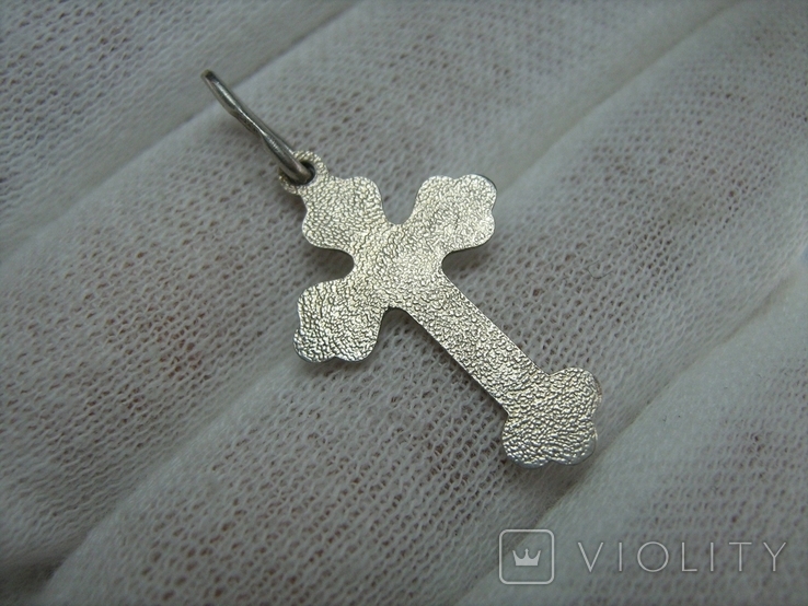 Серебряный Крест Крестик Небольшой Трилистниковый Простой Обычный 925 проба 405, фото №3