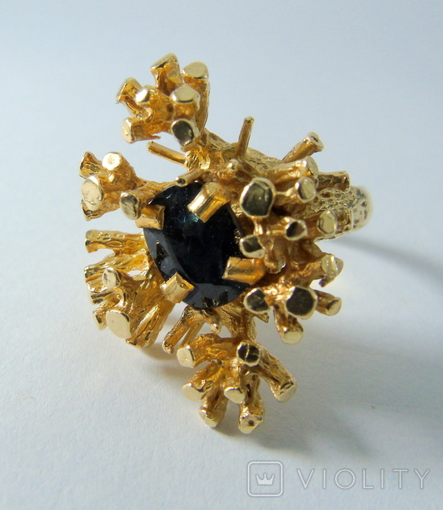 Золотое кольцо с сапфиром, фото №3