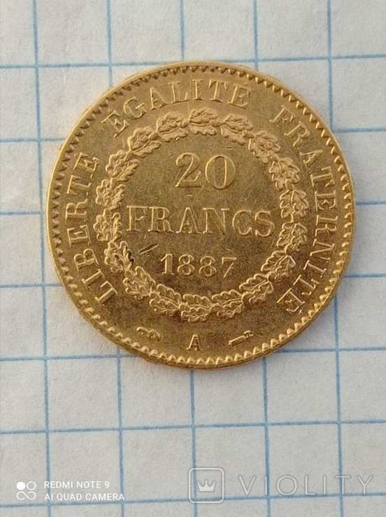 20 франков 1887 Франция к6л4, фото №3