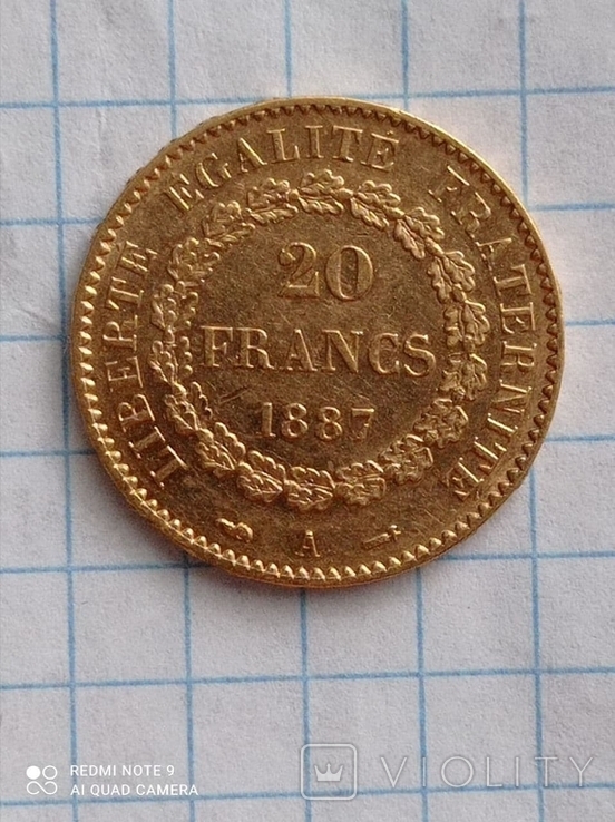20 франков 1887 Франция к6л4, фото №8