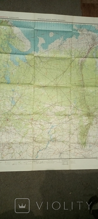 Полимаршрутная полётная карта летчика, двухсторонняя. 1975 г., фото №2