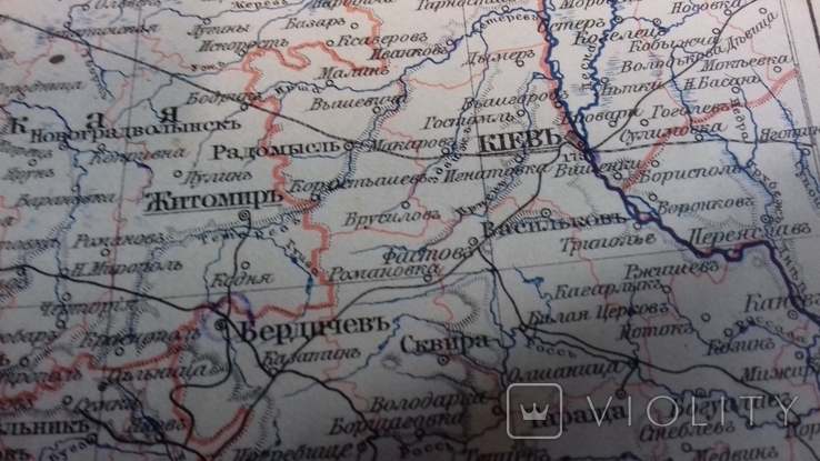 Старинная карта Украины Польши Белорусии ( Киев Житомир. ЛЬвов) (1902-1907годы) - «VIOLITY»