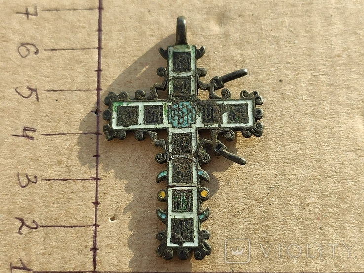 Крест 6.5 см.серебро в разноцветных эмалях., фото №3