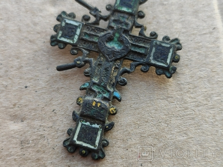 Крест 6.5 см.серебро в разноцветных эмалях., фото №7