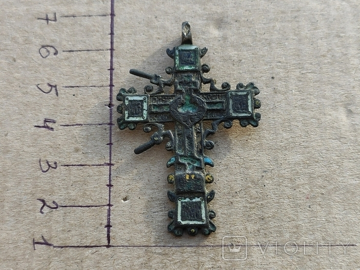 Крест 6.5 см.серебро в разноцветных эмалях., фото №12