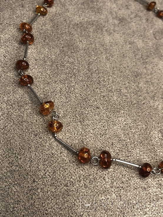 Silver necklace with amber (silver 925 pr, weight 12 g) length 48 cm, photo number 3