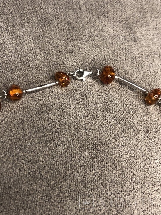 Silver necklace with amber (silver 925 pr, weight 12 g) length 48 cm, photo number 5