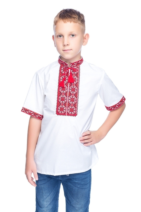 Сорочка Вишиванка для хлопчика Милодар (міткаль біла), фото №2
