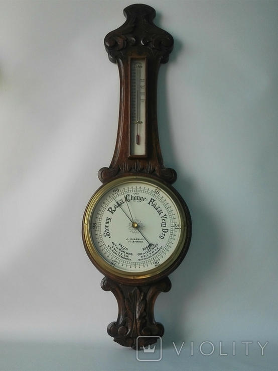 81 см Большой старинный английский барометр из массива дуба, фото №2